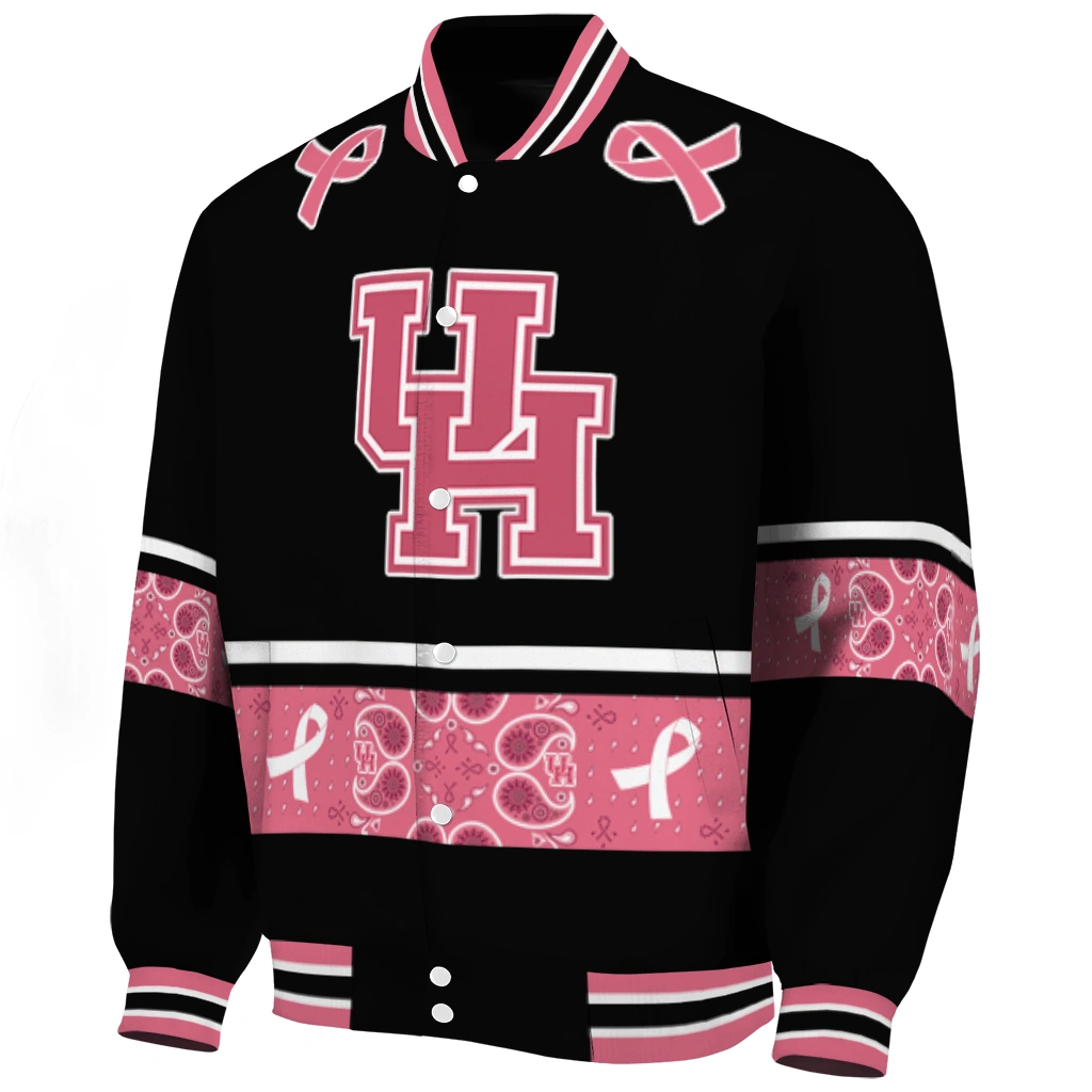 houston cougars pink ribbon black pink varsity jacket best selling houston cougars pink ribbon black pink varsity jacket best selling