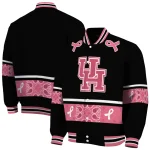 houston cougars pink ribbon black pink varsity jacket best selling