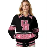 houston cougars pink ribbon black pink varsity jacket best selling