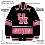 houston cougars pink ribbon black pink varsity jacket best selling