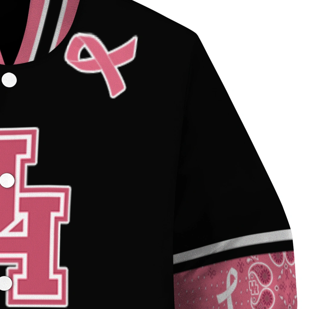 houston cougars pink ribbon black pink varsity jacket premium grade houston cougars pink ribbon black pink varsity jacket premium grade