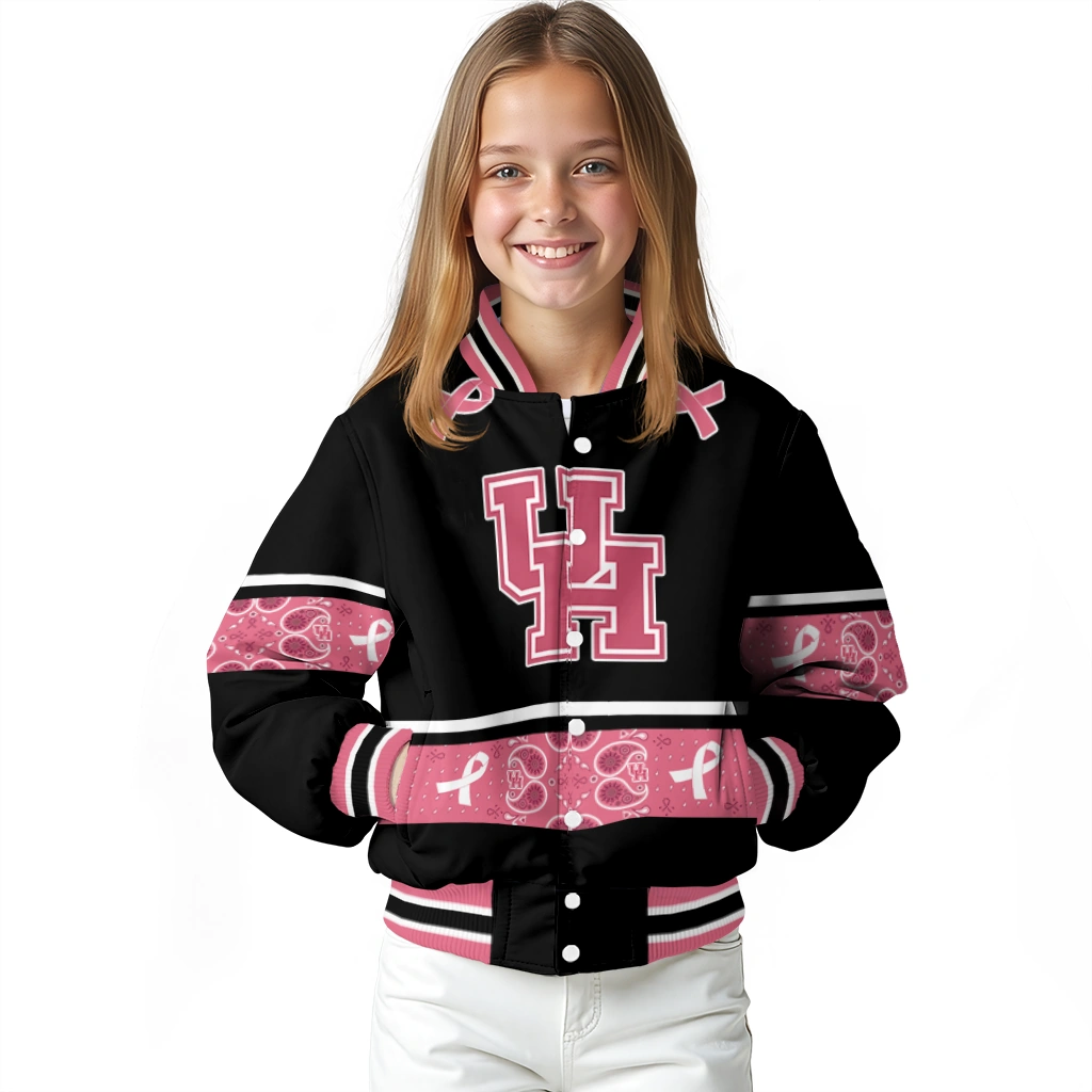 houston cougars pink ribbon black pink varsity jacket top rated houston cougars pink ribbon black pink varsity jacket top rated