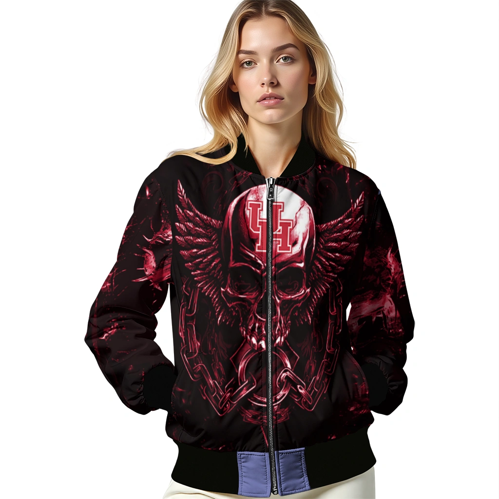 houston cougars skull bite red black bomber jacket latest model houston cougars skull bite red black bomber jacket latest model