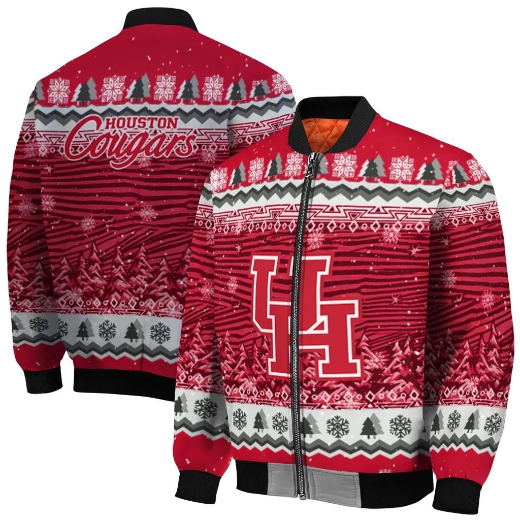 houston cougars snowy pines red bomber jacket best selling houston cougars snowy pines red bomber jacket best selling