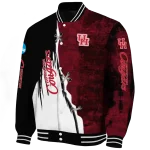 houston cougars torn texture print red black varsity jacket best selling