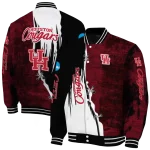 houston cougars torn texture print red black varsity jacket best selling