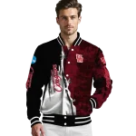 houston cougars torn texture print red black varsity jacket best selling