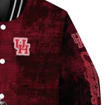 houston cougars torn texture print red black varsity jacket best selling