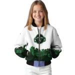 houston rockets clover pattern print white green bomber jacket best selling