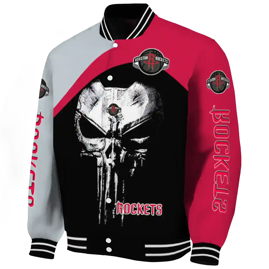 houston rockets edgy mask red black varsity jacket best selling houston rockets edgy mask red black varsity jacket best selling