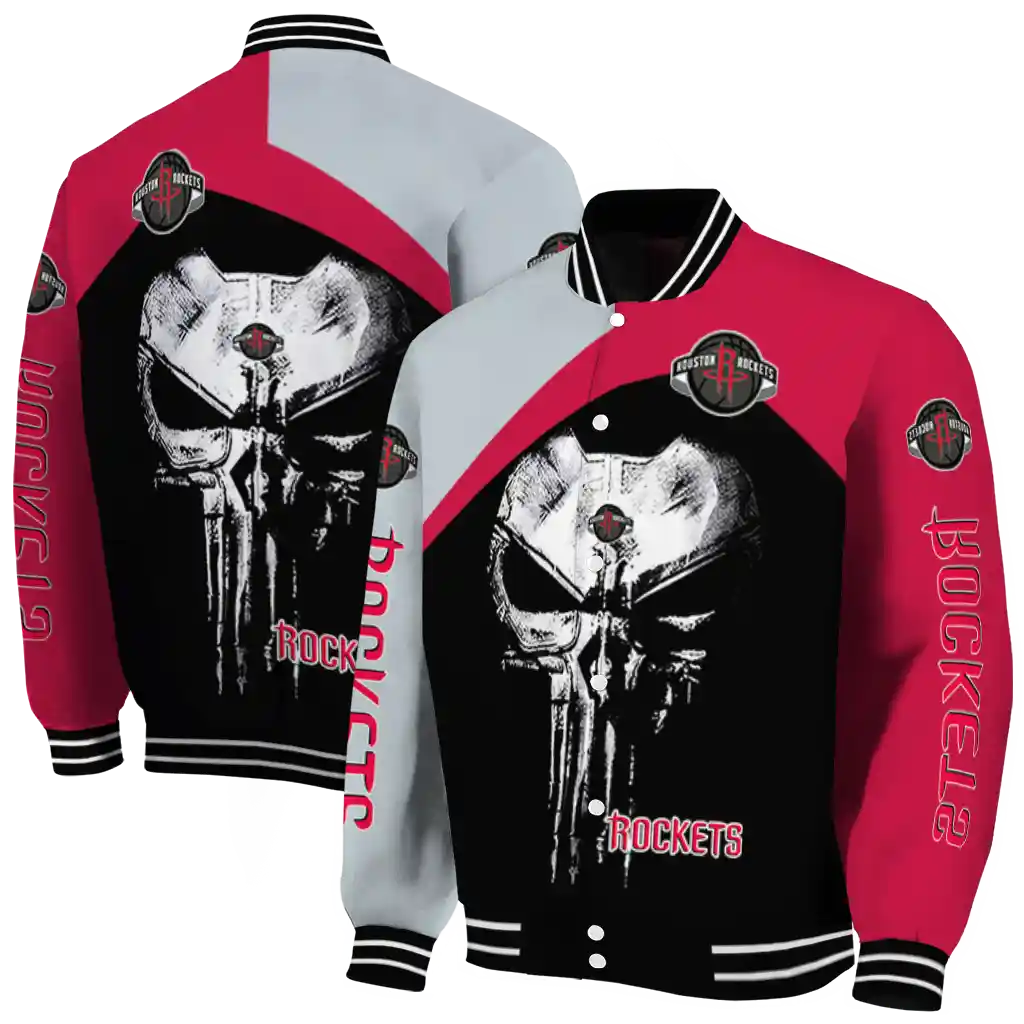 houston rockets edgy mask red black varsity jacket fashion forward houston rockets edgy mask red black varsity jacket fashion forward