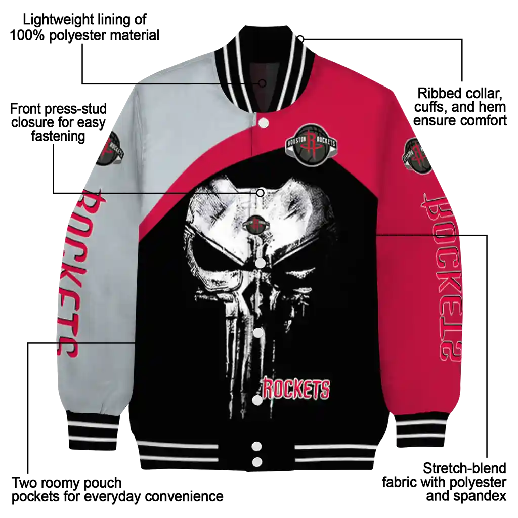 houston rockets edgy mask red black varsity jacket new arrival houston rockets edgy mask red black varsity jacket new arrival