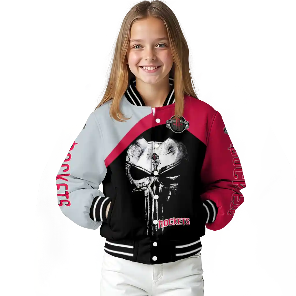 houston rockets edgy mask red black varsity jacket top rated houston rockets edgy mask red black varsity jacket top rated