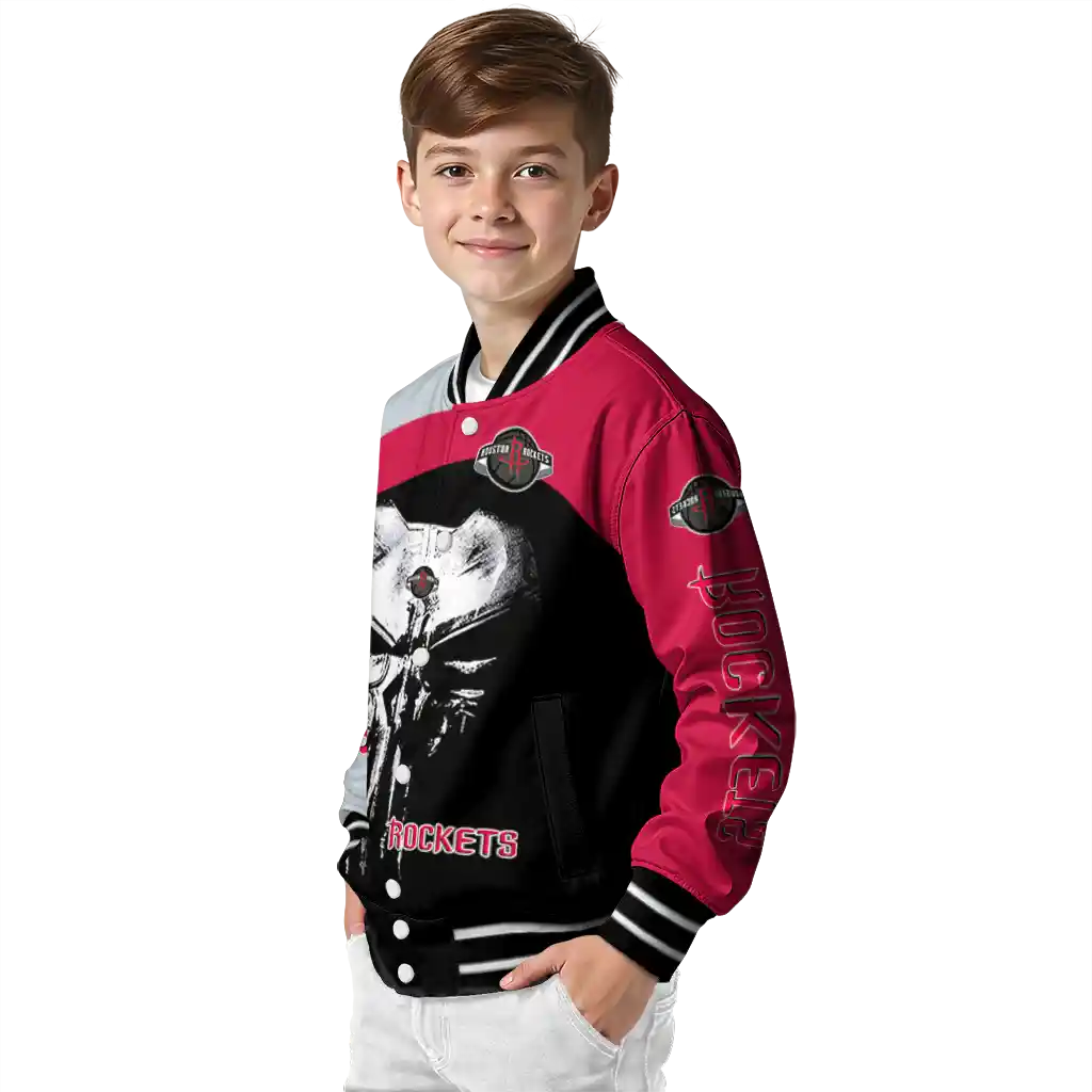 houston rockets edgy mask red black varsity jacket trendy houston rockets edgy mask red black varsity jacket trendy