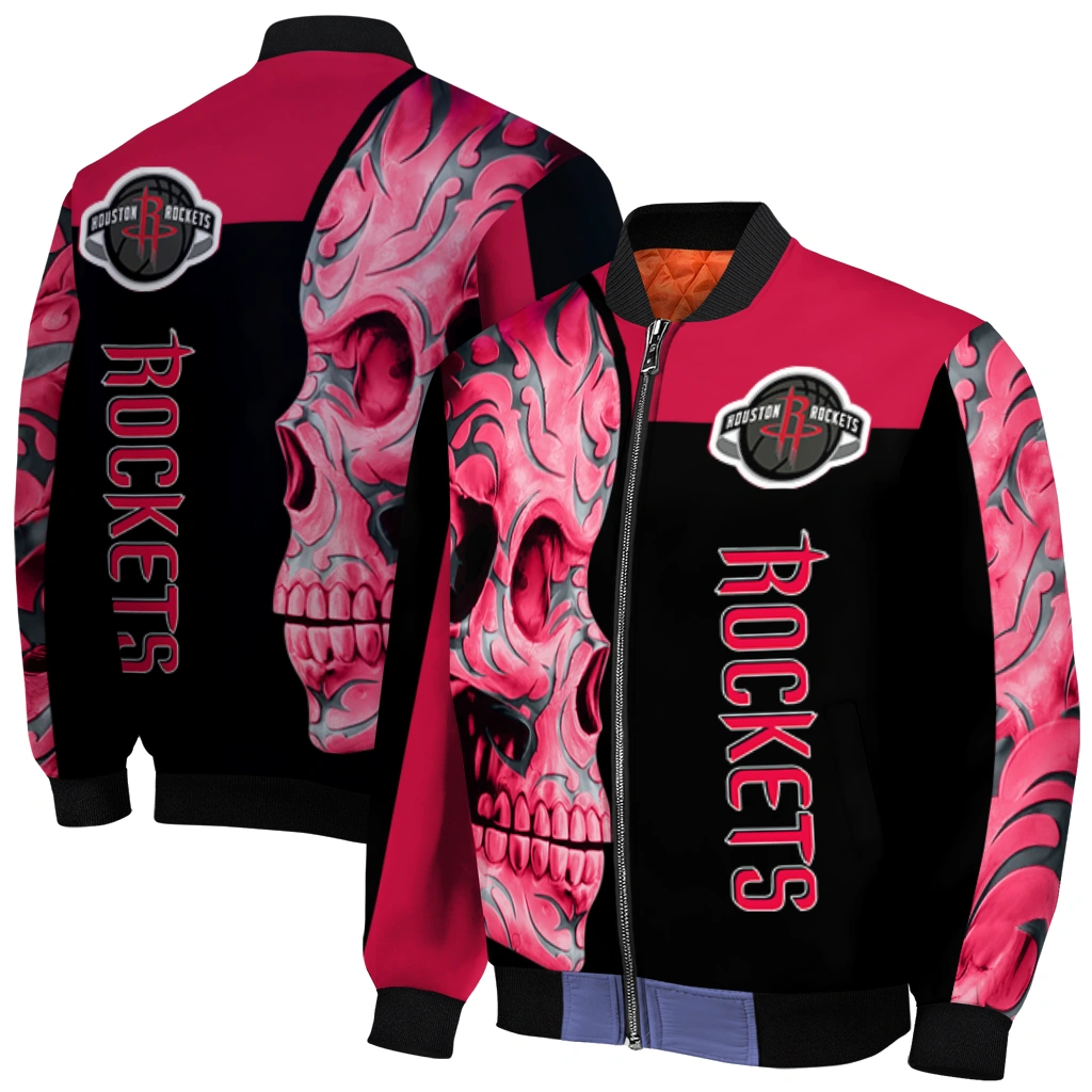 houston rockets fire skull red black bomber jacket best selling houston rockets fire skull red black bomber jacket best selling