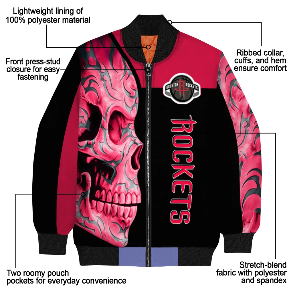 houston rockets fire skull red black bomber jacket new arrival houston rockets fire skull red black bomber jacket new arrival