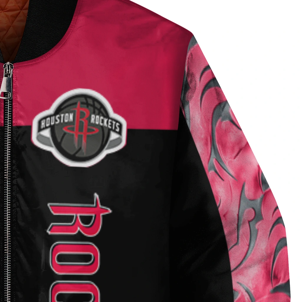 houston rockets fire skull red black bomber jacket premium grade houston rockets fire skull red black bomber jacket premium grade
