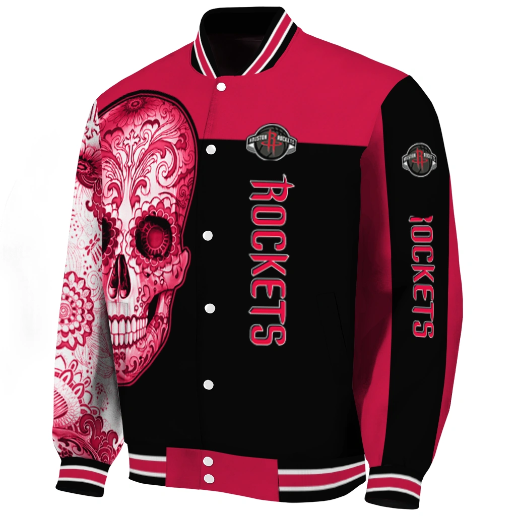houston rockets intricate skull red black varsity jacket best selling houston rockets intricate skull red black varsity jacket best selling