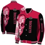 houston rockets intricate skull red black varsity jacket best selling