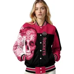 houston rockets intricate skull red black varsity jacket best selling