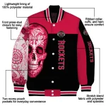 houston rockets intricate skull red black varsity jacket best selling