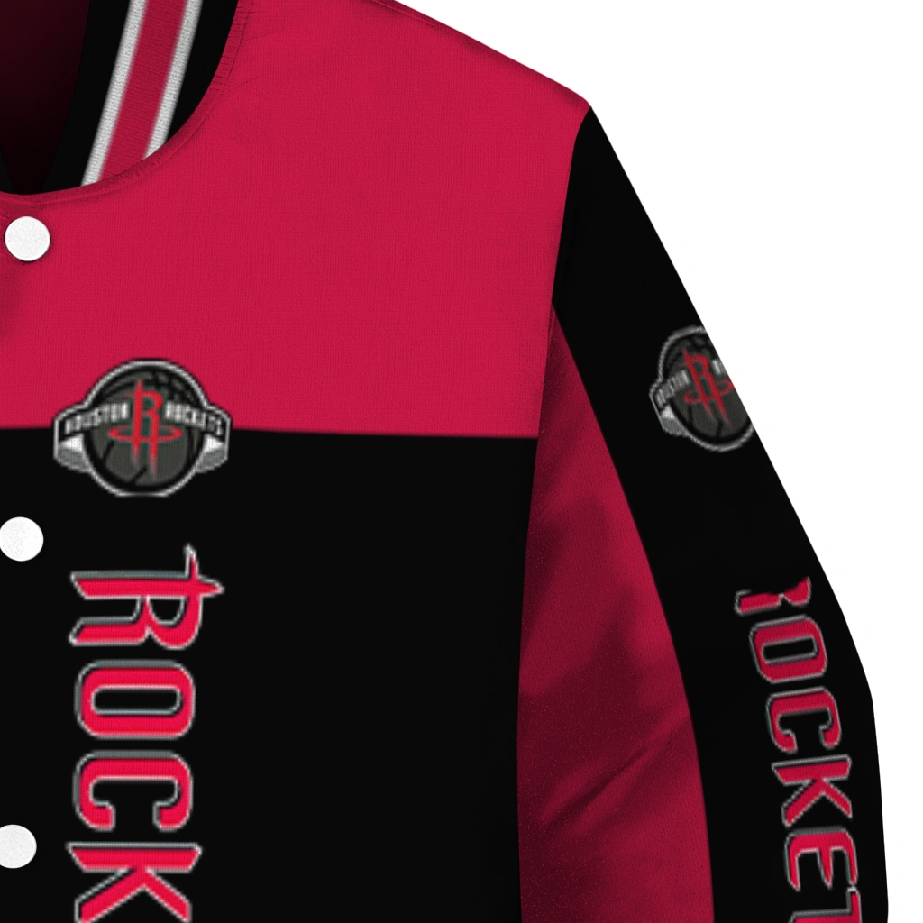 houston rockets intricate skull red black varsity jacket premium grade houston rockets intricate skull red black varsity jacket premium grade