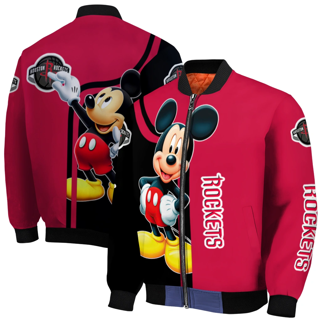houston rockets mickey mouse red bomber jacket best selling houston rockets mickey mouse red bomber jacket best selling