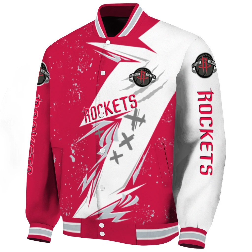houston rockets ripped bolt red white varsity jacket best selling houston rockets ripped bolt red white varsity jacket best selling