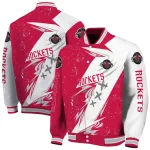 houston rockets ripped bolt red white varsity jacket best selling