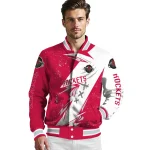 houston rockets ripped bolt red white varsity jacket best selling