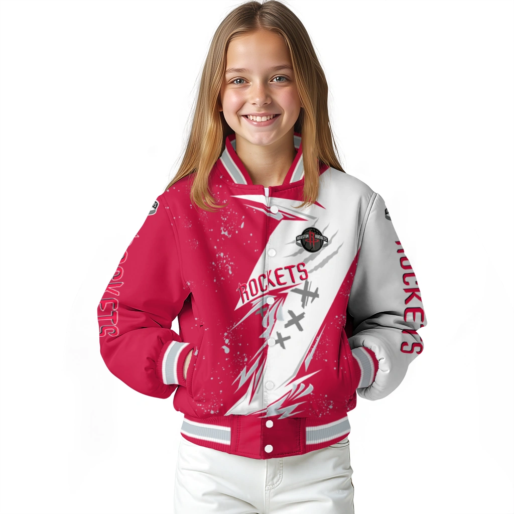 houston rockets ripped bolt red white varsity jacket top rated houston rockets ripped bolt red white varsity jacket top rated