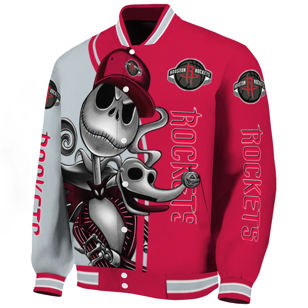 houston rockets spooky grin red varsity jacket best selling houston rockets spooky grin red varsity jacket best selling