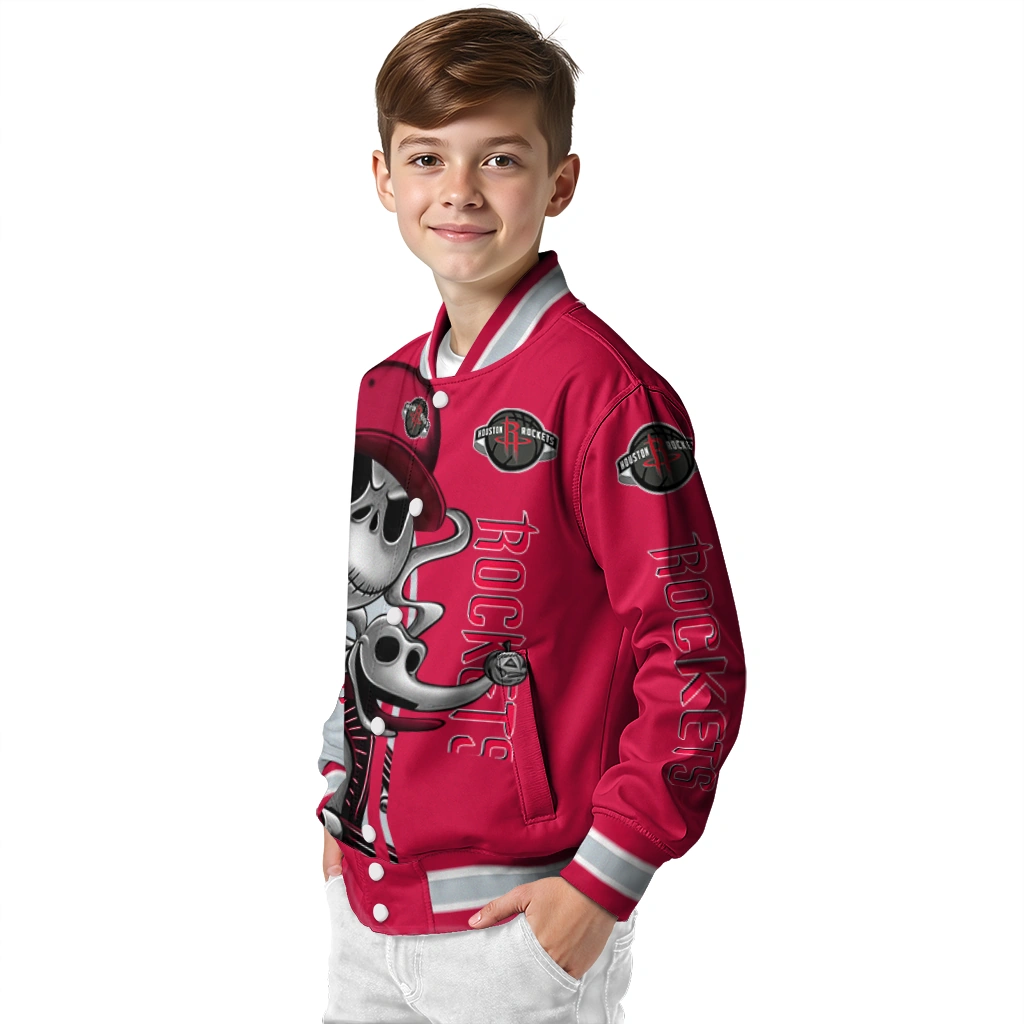 houston rockets spooky grin red varsity jacket trendy houston rockets spooky grin red varsity jacket trendy