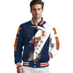 illinois fighting illini ripped bolt blue white varsity jacket best selling