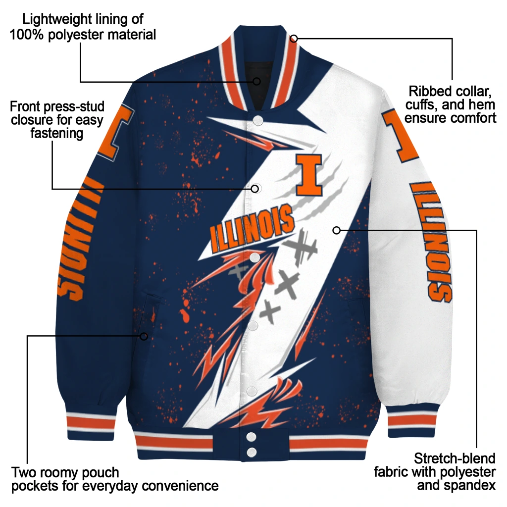 illinois fighting illini ripped bolt blue white varsity jacket new arrival illinois fighting illini ripped bolt blue white varsity jacket new arrival