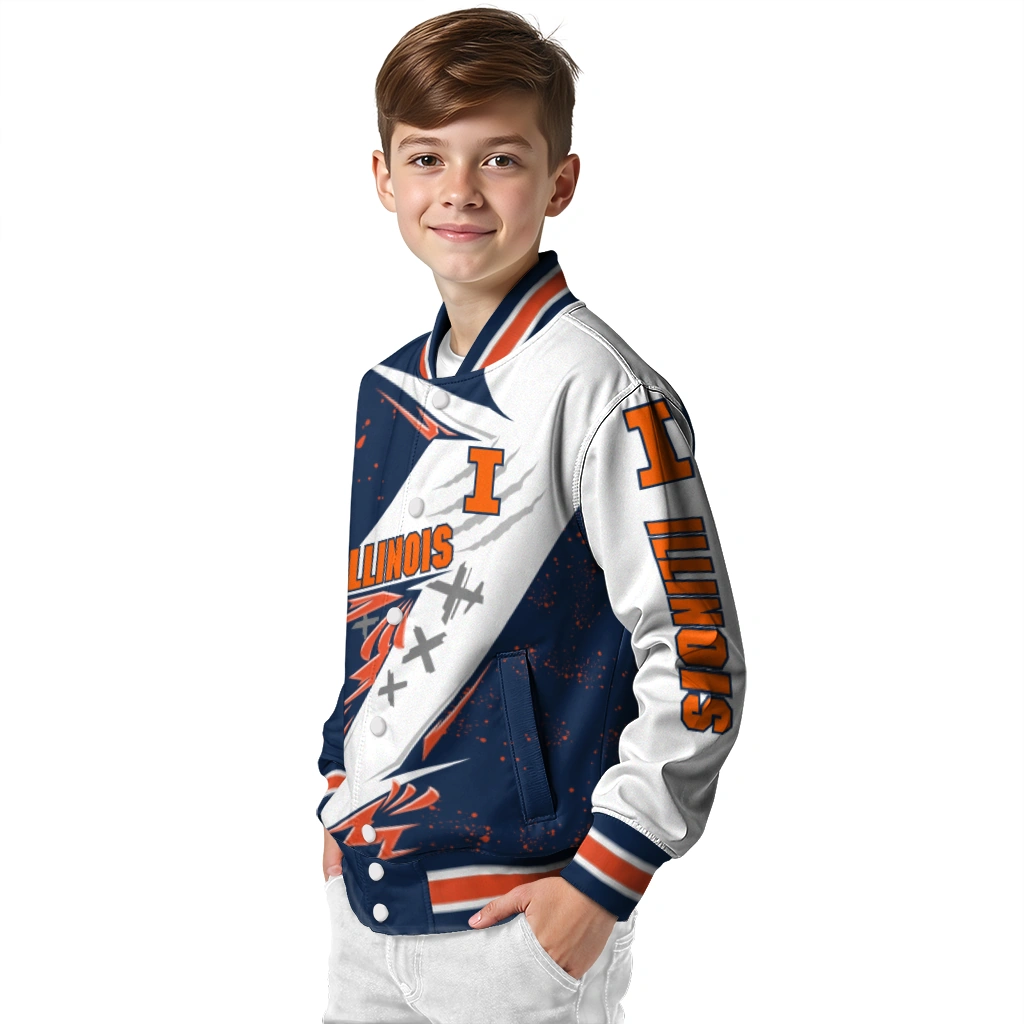 illinois fighting illini ripped bolt blue white varsity jacket trendy illinois fighting illini ripped bolt blue white varsity jacket trendy