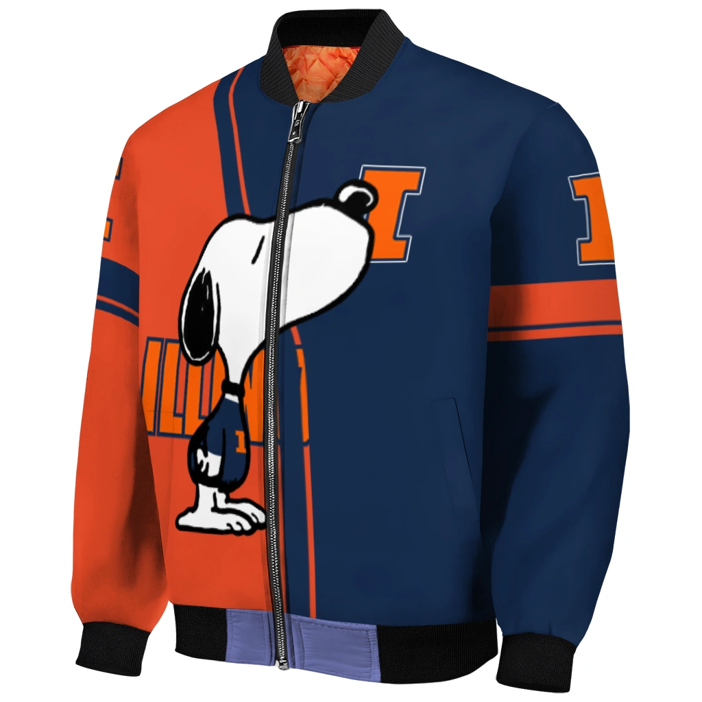 illinois fighting illini snoopy attitude blue bomber jacket fashion forward illinois fighting illini snoopy attitude blue bomber jacket fashion forward