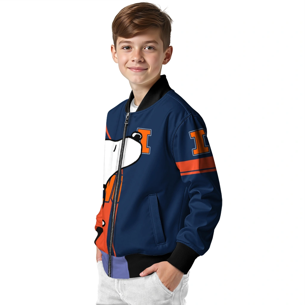 illinois fighting illini snoopy attitude blue bomber jacket trendy illinois fighting illini snoopy attitude blue bomber jacket trendy