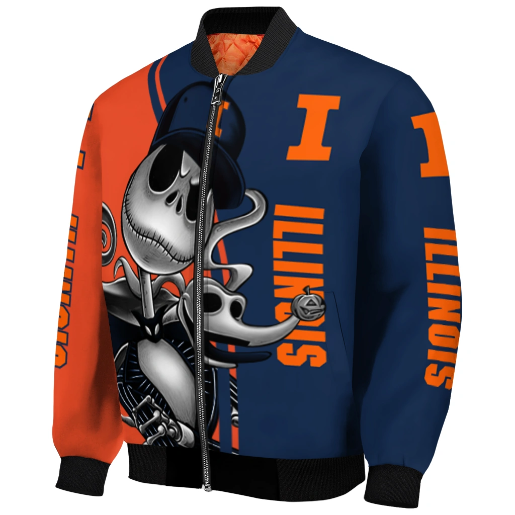 illinois fighting illini spooky grin blue bomber jacket fashion forward illinois fighting illini spooky grin blue bomber jacket fashion forward