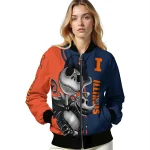 illinois fighting illini spooky grin blue bomber jacket best selling