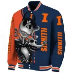 illinois fighting illini spooky grin blue varsity jacket best selling