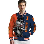 illinois fighting illini spooky grin blue varsity jacket best selling