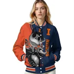 illinois fighting illini spooky grin blue varsity jacket best selling