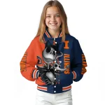illinois fighting illini spooky grin blue varsity jacket best selling