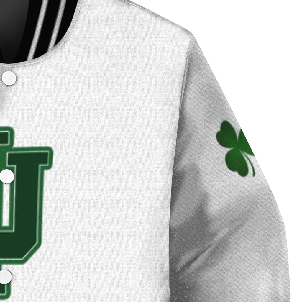 indiana hoosiers clovers pattern white green varsity jacket premium grade indiana hoosiers clovers pattern white green varsity jacket premium grade