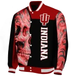 indiana hoosiers fire skull red black varsity jacket best selling