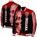 indiana hoosiers fire skull red black varsity jacket best selling