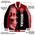 indiana hoosiers fire skull red black varsity jacket best selling