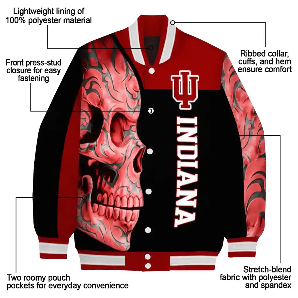 indiana hoosiers fire skull red black varsity jacket new arrival indiana hoosiers fire skull red black varsity jacket new arrival