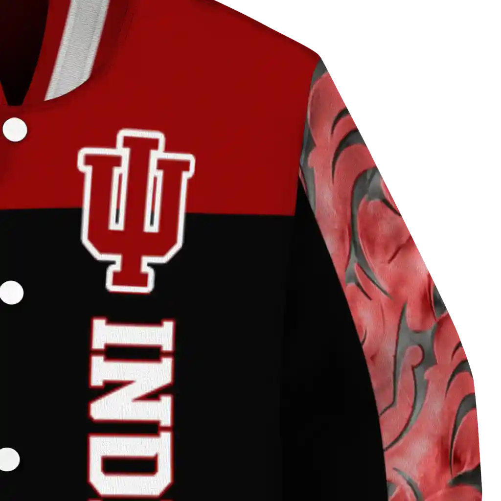 indiana hoosiers fire skull red black varsity jacket premium grade indiana hoosiers fire skull red black varsity jacket premium grade